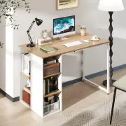 Costway115 cm Computer Desk with 5 Storage Compartments-Natural