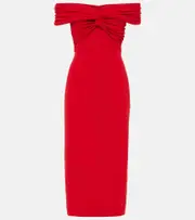 [Self-Portrait] Self-Portrait Off-shoulder crêpe midi dress AU 14 red