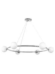 Helix 6 Light Round Pendant in Chrome with Gloss Opal Glass