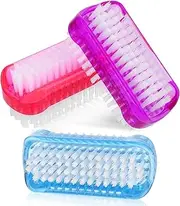 3 Pcs Nail Brush for Cleaning Fingernails, Double Sided Fingernail Brush Soft Stiff Bristles Nail Brushes Hand Nail Scrubber Brush Nail Cleaning Brush for Men Women (Red Blue Purple)
