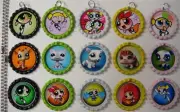15 Powerpuff Girls Flat Special Color Bottle Cap Necklaces Set 1