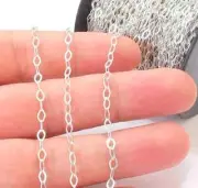 1 Feet Sterling Silver Oval Flat Cable Chain 925 Solid Silver Soldered Chain