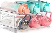 Water Bottle Organizer for Cabinet, Stackable Storage Holder Rack for Kitchen, Fridge, Sports Flask Insulated Tumbler Travel Mug Cup Organizer (Clear - 2)