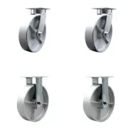 8 Inch KP Semi Steel Cast Iron Caster Set with Bronze Bearings 2 Swivel 2 Rigid