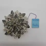 Vintage Art Deco Eisenberg Rhinestone Brooch Pin Round - New - w/ Original Tags
