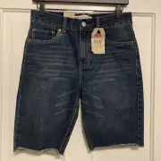Levi's Kids 505 Cut-Off Denim Shorts Size 16 W28 New Bermuda Longer