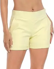 'HDE Chino Shorts for Women 4'' Inseam Elastic High Waisted Casual Summer Shorts'