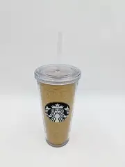 Starbucks Grande gold glitter tumbler to-go cup with straw 20oz 2016