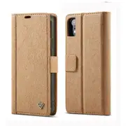 For Iphone Xr Whatif Kraft Paper Tpu + Pc Horizontal Flip Protective Case With Holder and Card Slots and Wallet(Brown)
