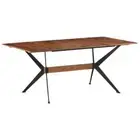 Solid Wood Dining Table Industrial Timber Steel Legs Kitchen Cafe Desk Rectangle