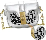 [SAFIGLE] Patent Leather Crossbody Bag Convertible Bag Long Chain Boys and Girls Chain Purse Light and Practical Phone Wallet Holder