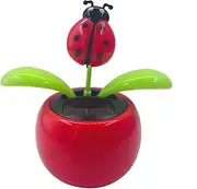 Fenteer Solar Powered Toy Decor Nodding Catcher Car Dashboard Office Desk Home Decor Display Props, Ladybug, 10.5x6.5x11.3cm