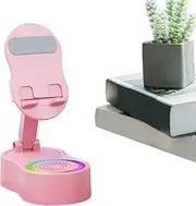 Phone Holder for Desk, Mobile Phone Stand, Adjustable Portable RGB Bracket with Microphone Speaker for Counter Nightstand Travel Car Airplane