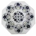 18" Marble corner side Table Top handmade lapis inlay semi precious stones work