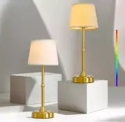 16" Cordless LED Table Lamp Set of 2, Portable Rechargeable Gold(2 pack)
