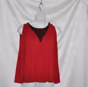 Bob Mackie Jet Encrusted Top with Slit Sleeves Size S Red