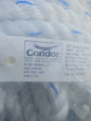 NEW Condor Vertical Lifeline 45J301 SEALED