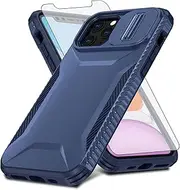 Asuwish Phone Case for iPhone 11 Pro Max 6.5 with Tempered Glass Screen Protector and Slide Camera Cover Slim Rugged Hybrid Shockproof Protective Cell iPhone11 11pro Promax i XI Plus Women Men Blue