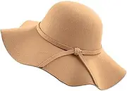 [Generic] Vintage Felt-Fedora Floppy-Hat Wide-Brim Felt Bowler-Hat