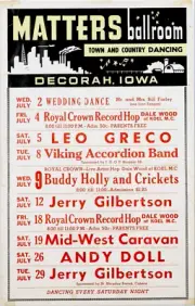 Buddy Holly Stars in an COPY Early Poster Matters Balroom Decorah Iowa