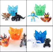 Licensed How to Train Your Dragon Mini Figures Gift Packs w/ Light-Up Crystal