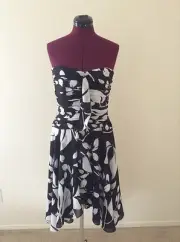 NWT White House Black Market $170 Blk/White Strapless or Straps Drapey Drs*10