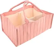 SHOWERORO Diaper Bag Diapers Storage Basket Nursery Storage Cotton Woven Rope Baskets Bedside Bag Nursery Organizer Changing Table Organizer Stuff for Newborn Cotton Pink