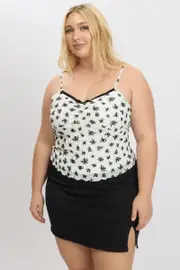 White Floral Floral Singlet Top