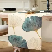 Table Runner Polyester Durable Table Runner Blue Green Gold Ginkgo Leaf 4