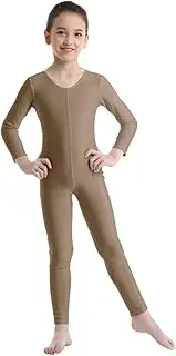 [iEFiEL] Kids Girls Long Sleeve Full Body Gymnastic Unitard Full Length Bodysuit Athletic Jumpsuit Yoga Dancewear