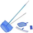 Pool Cleaning Kit with Brush 2 Leaf Skimmers Telescopic Pole Set