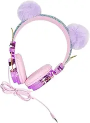OSALADI Boys and Girls Headset on Ear Headphones for Children Travel-Friendly 3.5mm Jack Rhinestone Glitter Adjustable for Ages