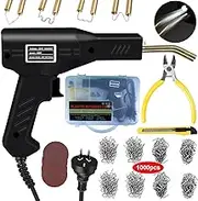 Upgraded Plastic Welder Gun With 1000PCS Staples, Hot Stapler for Car Bumper Repair, Includes Plier, Knife and Portable Toolbox (Black)