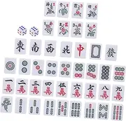 KICHOUSE 1 Set Portable Mini Mahjong Game Engraved Mahjong Tiles with Color Patterns for Travel Home Entertainment Present for Friends and Family