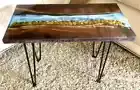 Walnut Epoxy Clear River Table Pebble Decor Center Office Table