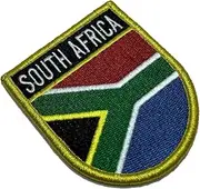 [BR44] BP0021EV01 South Africa Flag Embroidered Patch Gold Border Uniform Kart Kimono, Hook Fasteners Attach to Tactical Hats and Gears