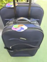 Travel Suitcase 2 Pc.set 8 Wheels Spinner Blue Color Extra Lightweight...