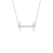 14k White Gold Round Diamond Initial I Letter Necklace 1/20 Cttw