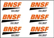 BNSF RAILWAY WATERSLIDE DECAL (6) 1 INCH X 1/2 INCH