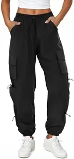 [COPYLEAF] Womens Parachute Cargo Pants with Pockets Quick Dry Hiking Pants Lightweight Waterproof Baggy Joggers