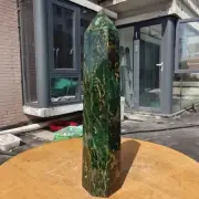 523g Natural Emerald Obelisk Tower Point Quartz Crystal mineral Healing Energy
