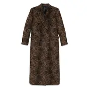[Eraldo] Eraldo Leopard-print Double-breasted Coat 40 IT BROWN/BLACK