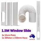 Portable Air Conditioner Window Slide Kit Exhaust Adaptor Hose Pipe & 1.5M Plate