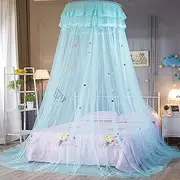 Luxury Mosquito Net for Children's Bed, Hanging Dome Princess Bed Canopy Kids Room Anti Mosquito Fly Insect Curtain with Lace Flower, Easy Installation,Green
