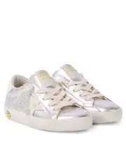 [Golden Goose Kids] Golden Goose Kids Super-Star metallic leather sneakers UK 7 silver