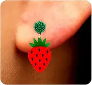 [Rrdaily] Fun Acrylic Strawberry Dangle Earrings for Teen Girls,Red Stylish Cute Fruit Drop Earrings,Sweet Boho Resin Earrings Holliday Beach Vacation Jewelry
