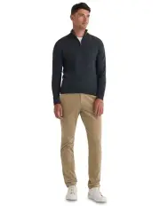 [Oxford] Merino Zip Neck Pure Wool Pullover in Charcoal