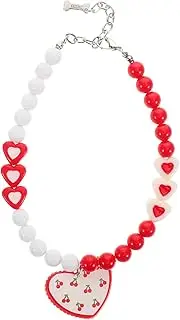 INOOMP Cat Beaded Collar with Heart Pendant Cute Pets Necklace Adjustable Wedding Party Small Dog Jewelry Accessories for Puppy Kitten