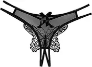 [Generic] Underwear for Women Sexy Low Waist Traceless G-String Panties Mesh Embroidered Big Butterfly Thongs for Ladies