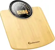 Adamson Hybrid 2-in-1 Analog & Digital Weighing Scale for Body Weight up to 400lbs + Thick Tempered Glass + Extra Large Display + Easy to Read Digital Bathroom Scale + New Version - Wood